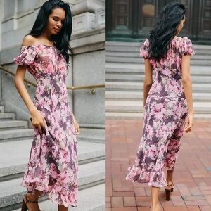 🆕 For Love & Lemons Adelie puff-sleeve midi dress